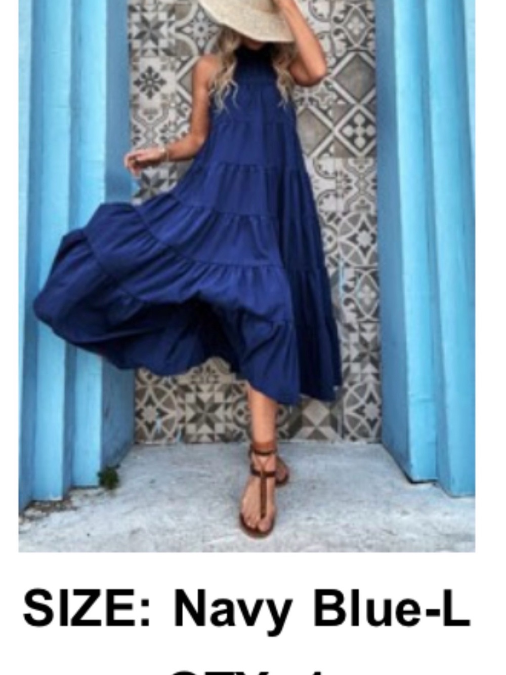 SHEIN Navy Blue Tiered Maxi Dress